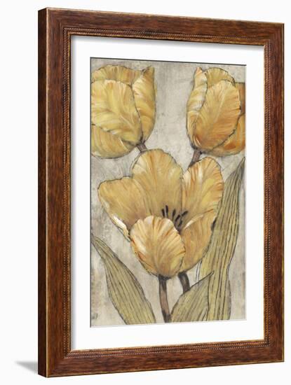 Ochre & Grey Tulips II-Tim O'toole-Framed Art Print