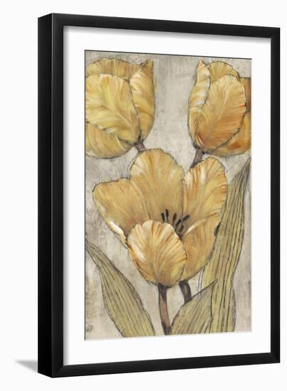 Ochre & Grey Tulips II-Tim O'toole-Framed Art Print