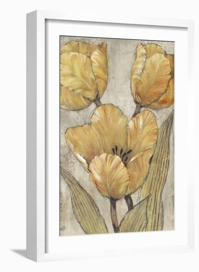 Ochre & Grey Tulips II-Tim O'toole-Framed Art Print