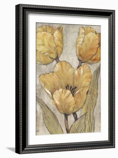 Ochre & Grey Tulips II-Tim O'toole-Framed Art Print