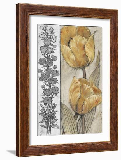 Ochre & Grey Tulips IV-Tim O'toole-Framed Art Print