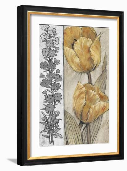 Ochre & Grey Tulips IV-Tim O'toole-Framed Art Print