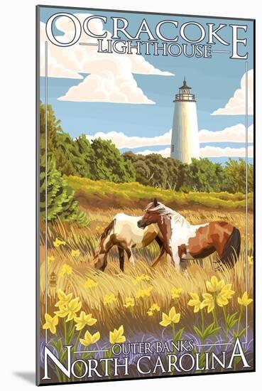 Ocracoke Lighthouse - Outer Banks, North Carolina-Lantern Press-Mounted Art Print