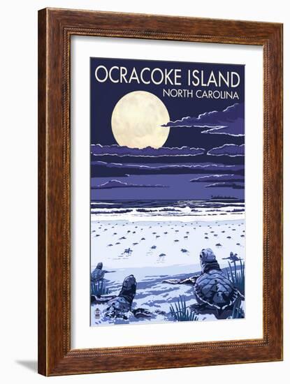 Ocracoke, North Carolina - Sea Turtles Hatching-Lantern Press-Framed Art Print