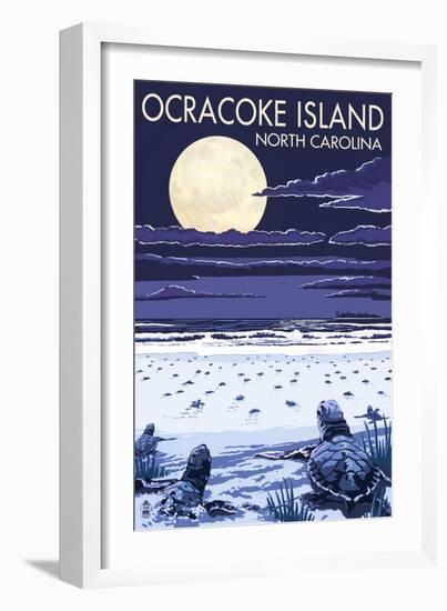 Ocracoke, North Carolina - Sea Turtles Hatching-Lantern Press-Framed Art Print