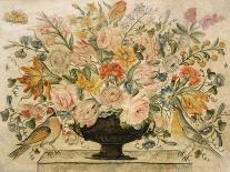 An Urn Containing Flowers on a Ledge with Two Birds, 1600-Octavianus Montfort-Laminated Giclee Print