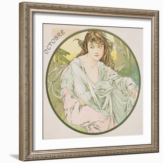 October, 1899 (Detail)-Alphonse Mucha-Framed Giclee Print