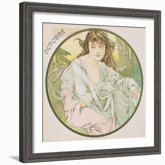 October, 1899 (Detail)-Alphonse Mucha-Framed Giclee Print