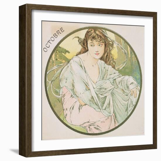 October, 1899 (Detail)-Alphonse Mucha-Framed Giclee Print