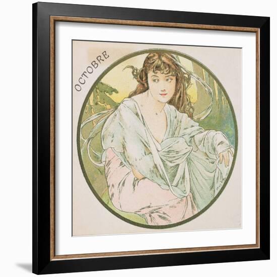 October, 1899 (Detail)-Alphonse Mucha-Framed Giclee Print