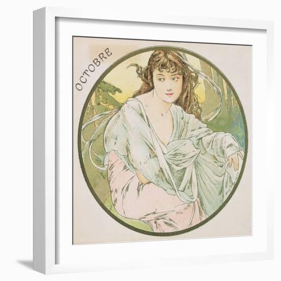 October, 1899 (Detail)-Alphonse Mucha-Framed Giclee Print