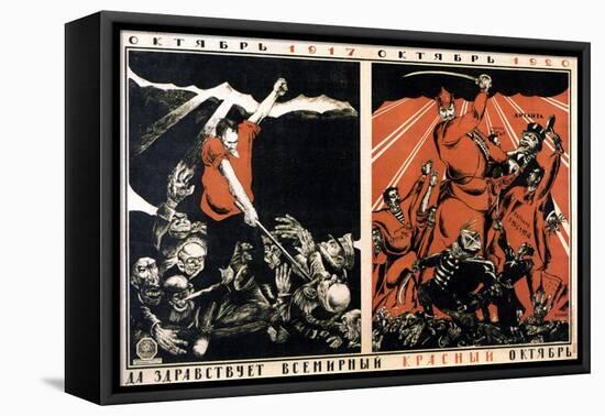 October 1917 - October 1920. Long Live the Worldwide Red October!, Poster, 1920-Dmitriy Stakhievich Moor-Framed Premier Image Canvas