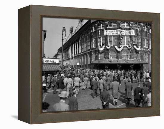 October 1947 Dodger Baseball Fans Pour into Main Entrance Ebbets Field Brooklyn-null-Framed Premier Image Canvas