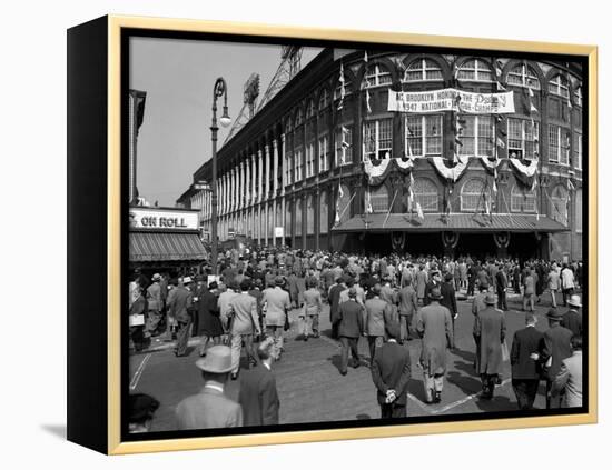 October 1947 Dodger Baseball Fans Pour into Main Entrance Ebbets Field Brooklyn-null-Framed Premier Image Canvas