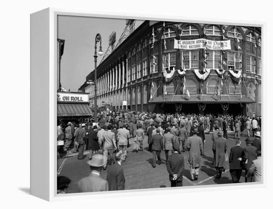 October 1947 Dodger Baseball Fans Pour into Main Entrance Ebbets Field Brooklyn-null-Framed Premier Image Canvas