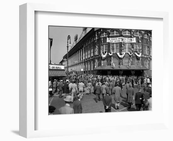 October 1947 Dodger Baseball Fans Pour into Main Entrance Ebbets Field Brooklyn-null-Framed Photographic Print