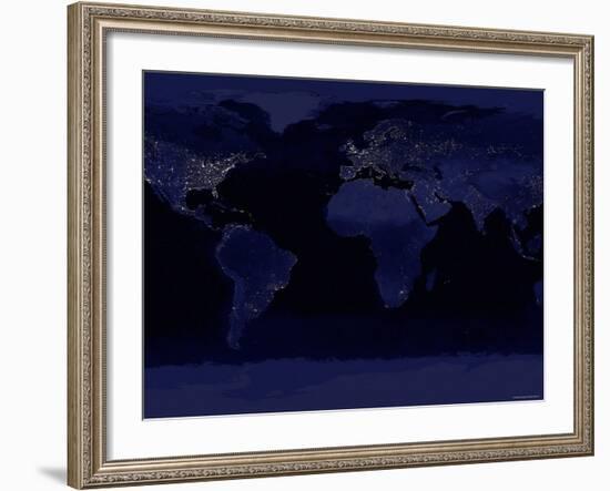 October 23, 2000, Global View of Earth's City Lights-Stocktrek Images-Framed Photographic Print