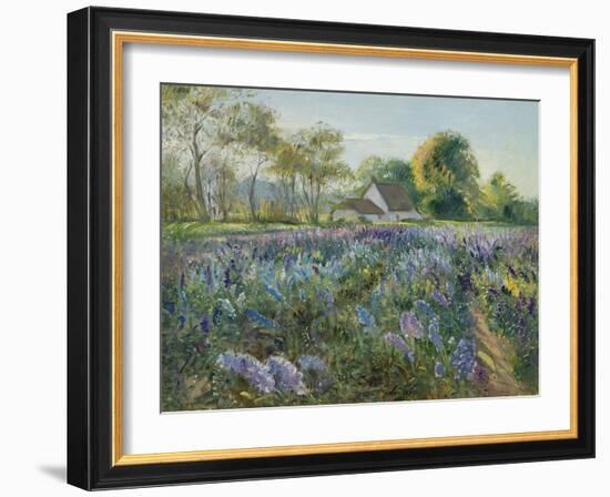 October Delphiniums-Timothy Easton-Framed Giclee Print