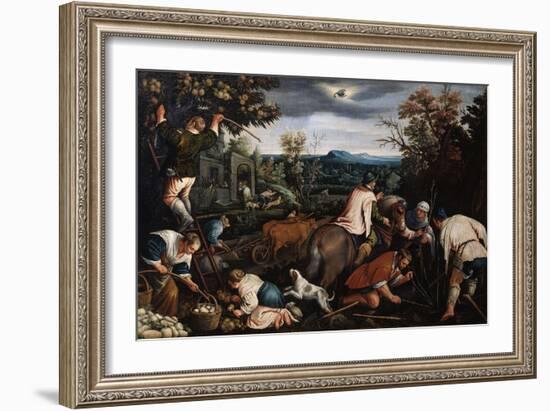 October' (From the Series 'The Seasons), Late 16th or Early 17th Century-Leandro Bassano-Framed Giclee Print