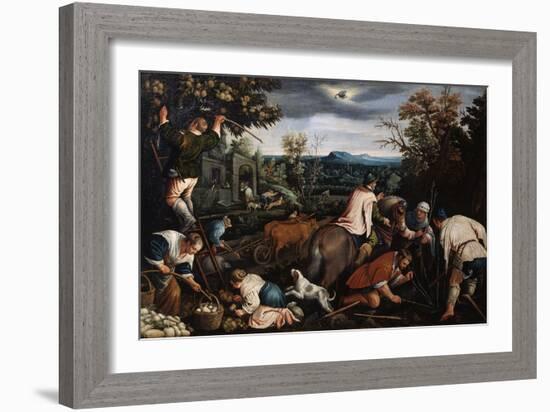 October' (From the Series 'The Seasons), Late 16th or Early 17th Century-Leandro Bassano-Framed Giclee Print