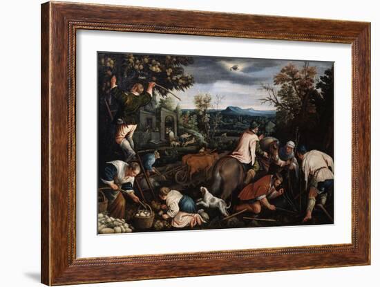 October' (From the Series 'The Seasons), Late 16th or Early 17th Century-Leandro Bassano-Framed Giclee Print