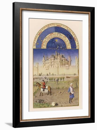 October Peasants Sow Next Year's Crops Within Sight of the Palais Du Louvre Paris-Pol De Limbourg-Framed Art Print