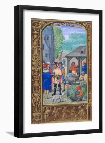 October, Wine-Making, Early 16th Century-null-Framed Giclee Print