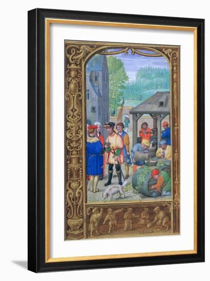 October, Wine-Making, Early 16th Century-null-Framed Giclee Print