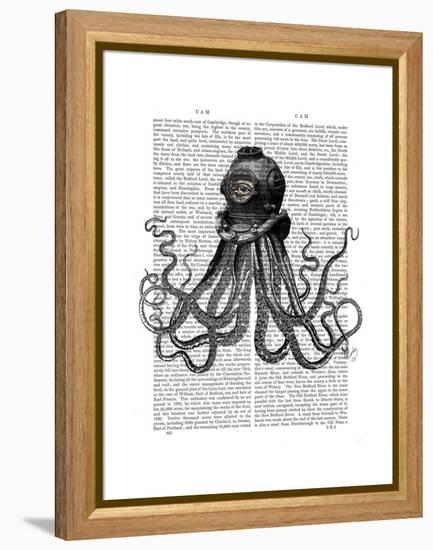 Octopus and Diving Helmet-Fab Funky-Framed Stretched Canvas