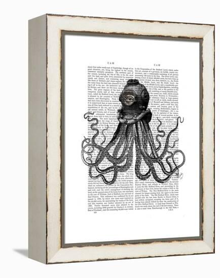 Octopus and Diving Helmet-Fab Funky-Framed Stretched Canvas