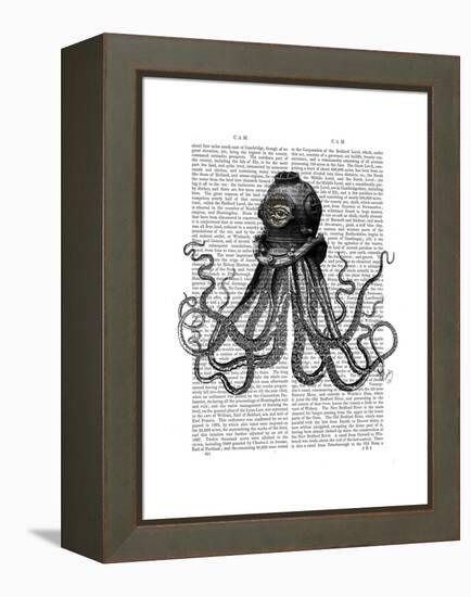 Octopus and Diving Helmet-Fab Funky-Framed Stretched Canvas