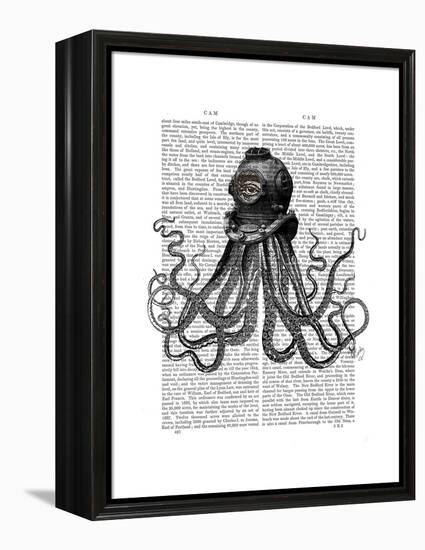 Octopus and Diving Helmet-Fab Funky-Framed Stretched Canvas