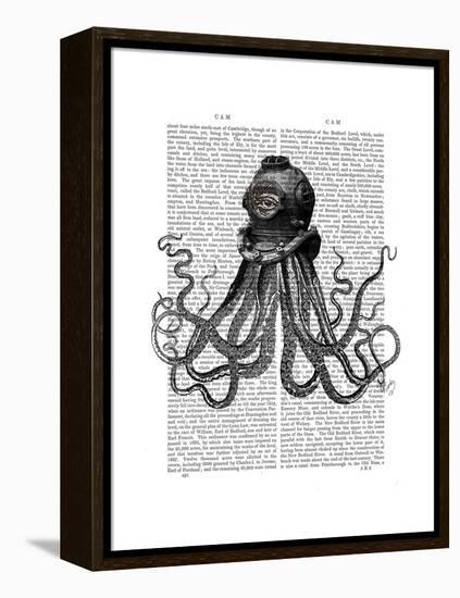 Octopus and Diving Helmet-Fab Funky-Framed Stretched Canvas