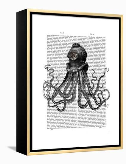 Octopus and Diving Helmet-Fab Funky-Framed Stretched Canvas