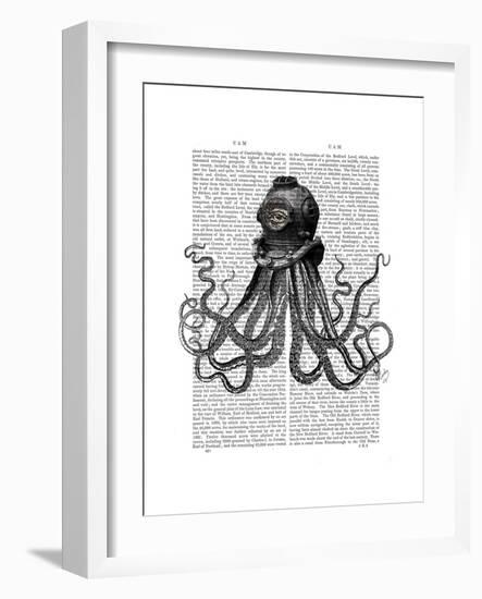 Octopus and Diving Helmet-Fab Funky-Framed Premium Giclee Print