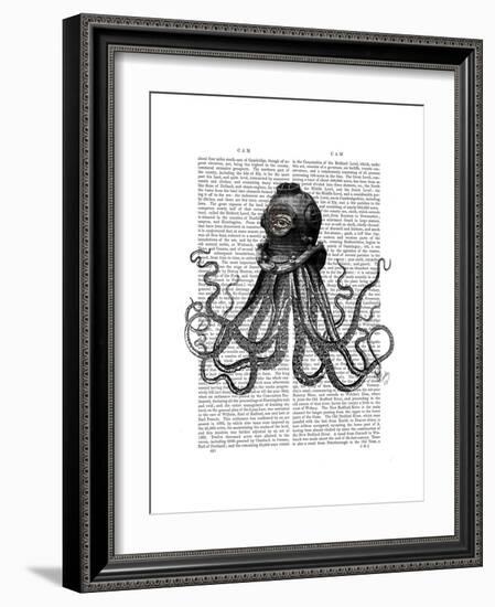 Octopus and Diving Helmet-Fab Funky-Framed Premium Giclee Print