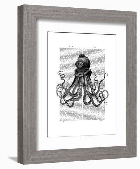 Octopus and Diving Helmet-Fab Funky-Framed Art Print