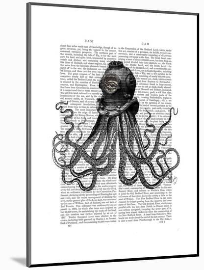 Octopus and Diving Helmet-Fab Funky-Mounted Art Print