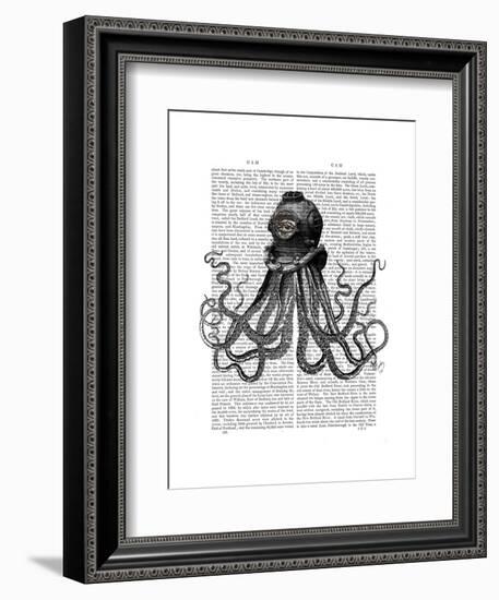 Octopus and Diving Helmet-Fab Funky-Framed Art Print