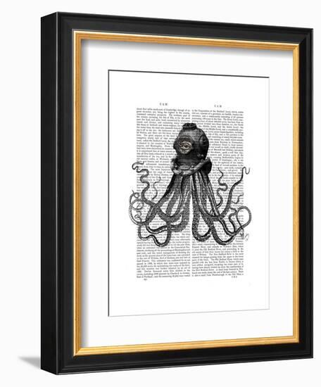 Octopus and Diving Helmet-Fab Funky-Framed Art Print