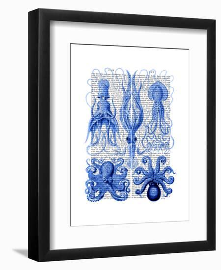 Octopus and Squid Blue-Fab Funky-Framed Art Print