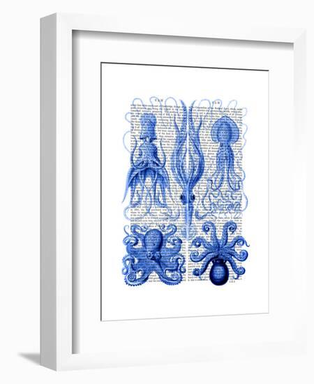 Octopus and Squid Blue-Fab Funky-Framed Art Print