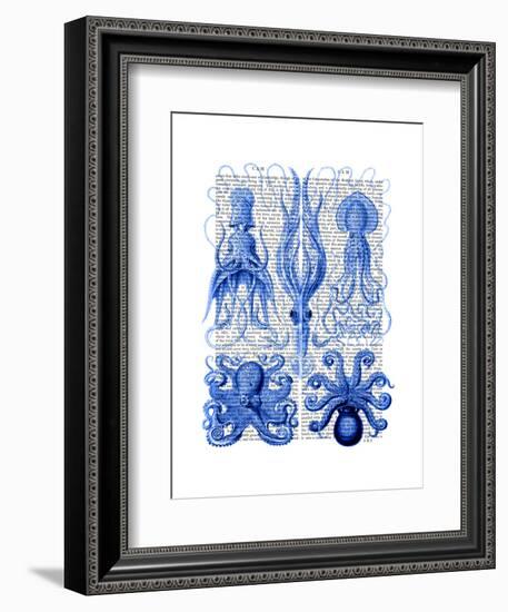 Octopus and Squid Blue-Fab Funky-Framed Art Print