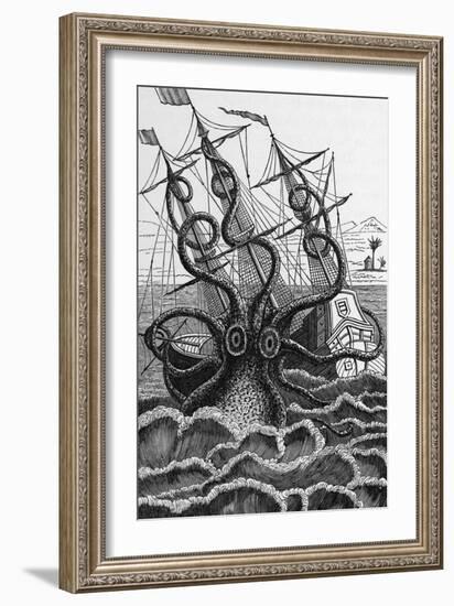 Octopus Attacking a Ship-Middle Temple Library-Framed Photographic Print