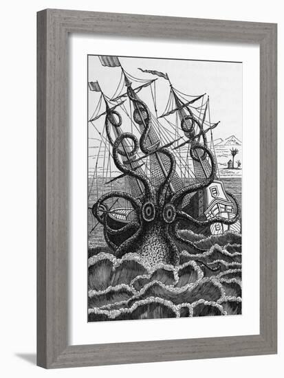 Octopus Attacking a Ship-Middle Temple Library-Framed Photographic Print