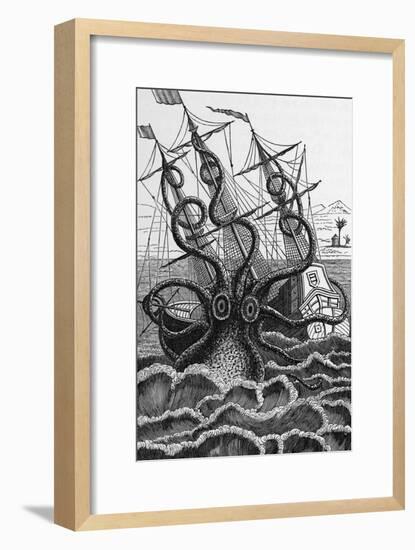 Octopus Attacking a Ship-Middle Temple Library-Framed Photographic Print