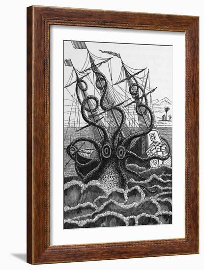 Octopus Attacking a Ship-Middle Temple Library-Framed Photographic Print