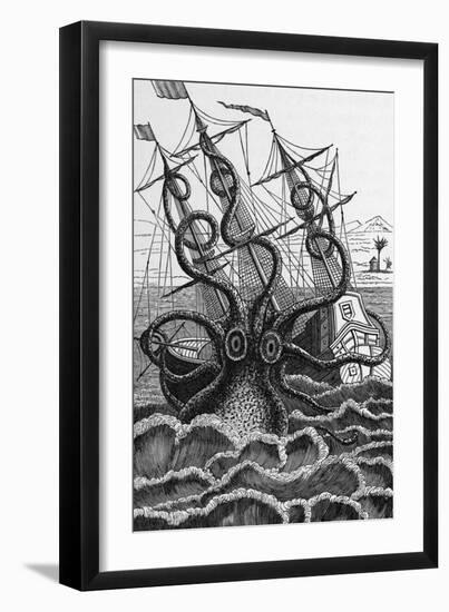 Octopus Attacking a Ship-Middle Temple Library-Framed Photographic Print