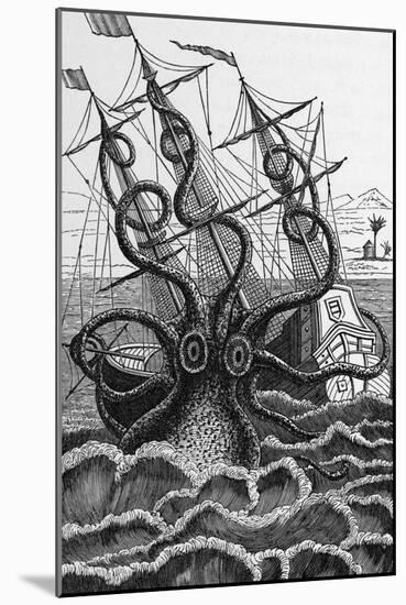 Octopus Attacking a Ship-Middle Temple Library-Mounted Photographic Print