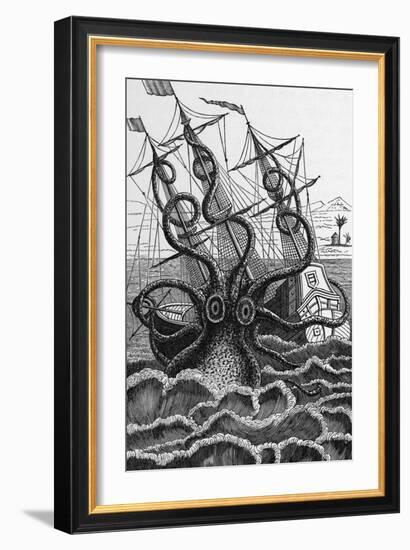 Octopus Attacking a Ship-Middle Temple Library-Framed Photographic Print